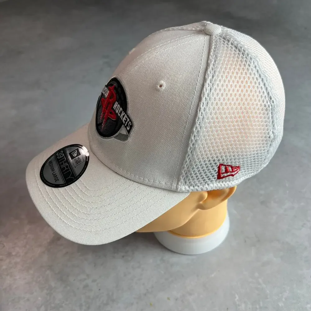 Houston Rockets New Era Mesh Back 39Thirty Hat Size Medium-Large White Cap NWT